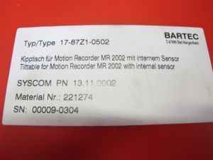 SYSCOM SEISMIC MONITORING STATION TO INCLUDE: IN CABINET (1) NETWORK CONTROL CENTER (2) MR 2002 STRONG MOTION SYSTEM, MOTION CONTROL SENSORS, (1) POWER SUPPLY, (1) AXIOMTEK MONITOR, IN BOX, LARGE QUANTITY OF SYSCOM MR 2002 STRONG MOTION SYSTEM, MOTION CONTROL SENSORS, (1) TITTABLE FOR MR 2002 PART# 13.11.0002 (1) LOCKED SCHAFF CABINET WITH RELATED CONTENTS, (1) COLOR PRINTER. LOADING & HANDLING FEE $15-4574